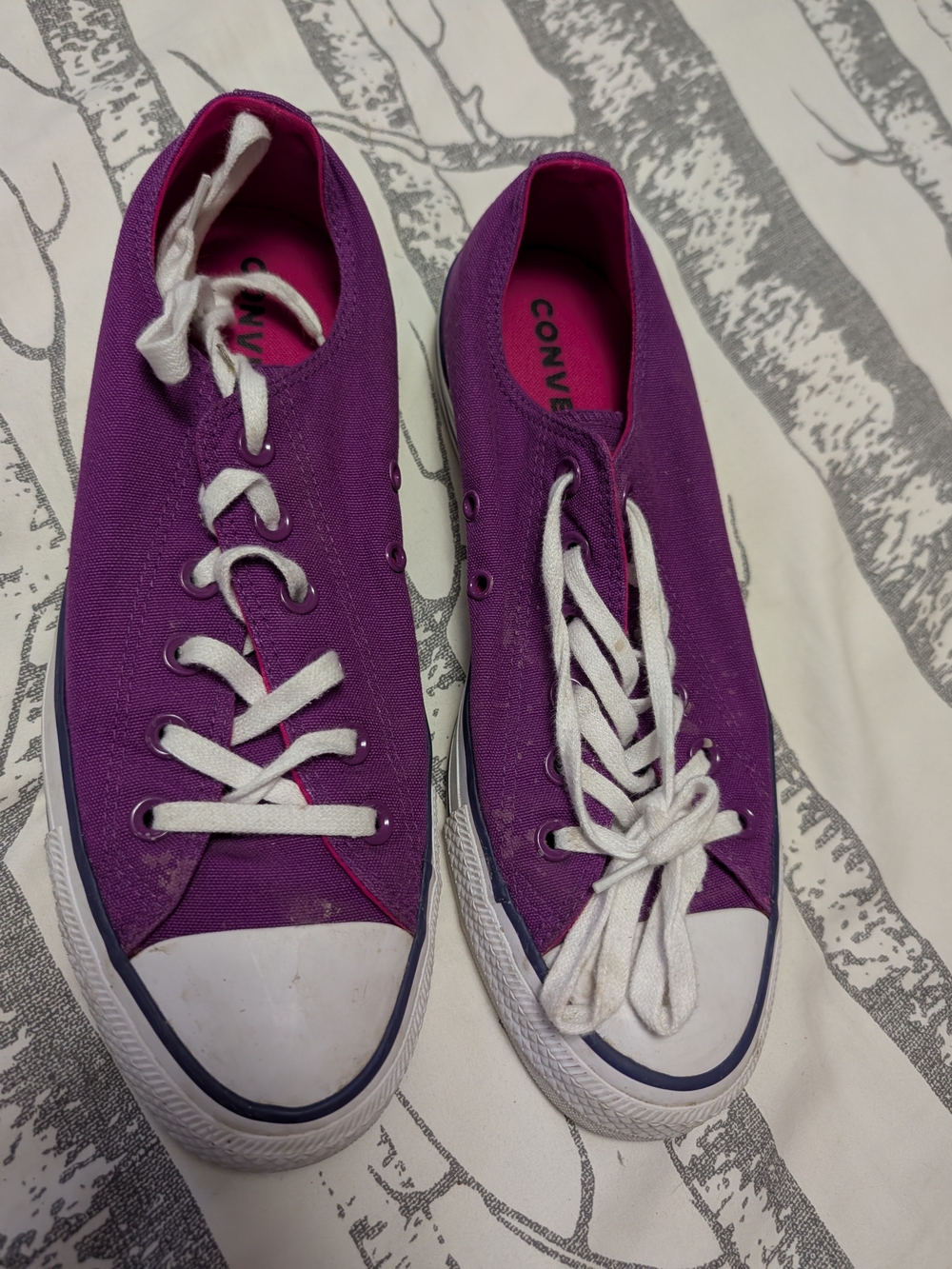 Converse Purple Low-Top Canvas Sneakers with White Laces
